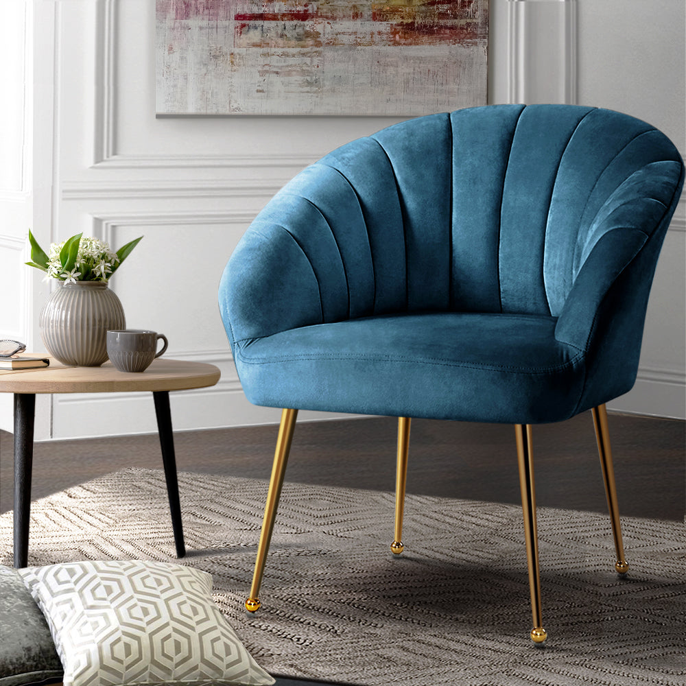 Artiss Armchair Blue Velvet