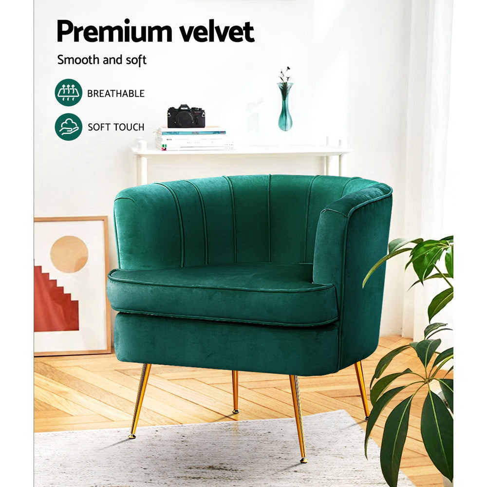 Artiss Armchair Velvet Green