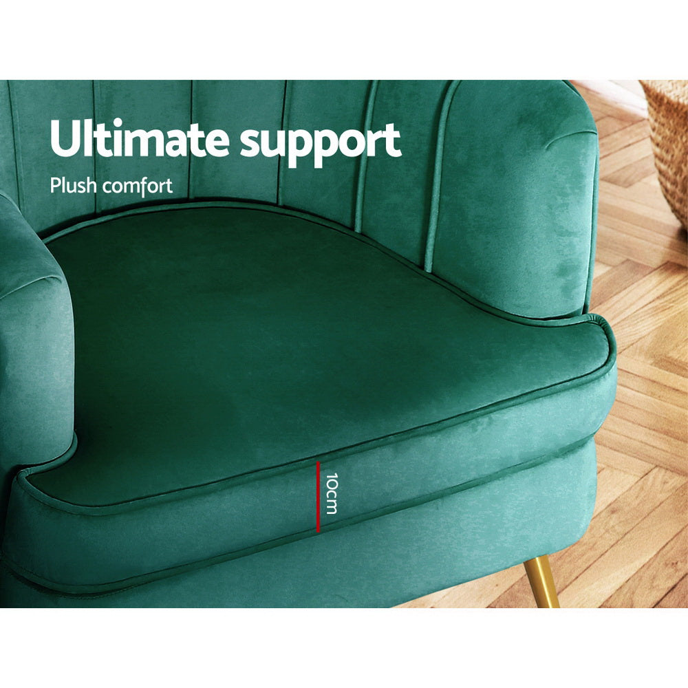 Artiss Armchair Velvet Green