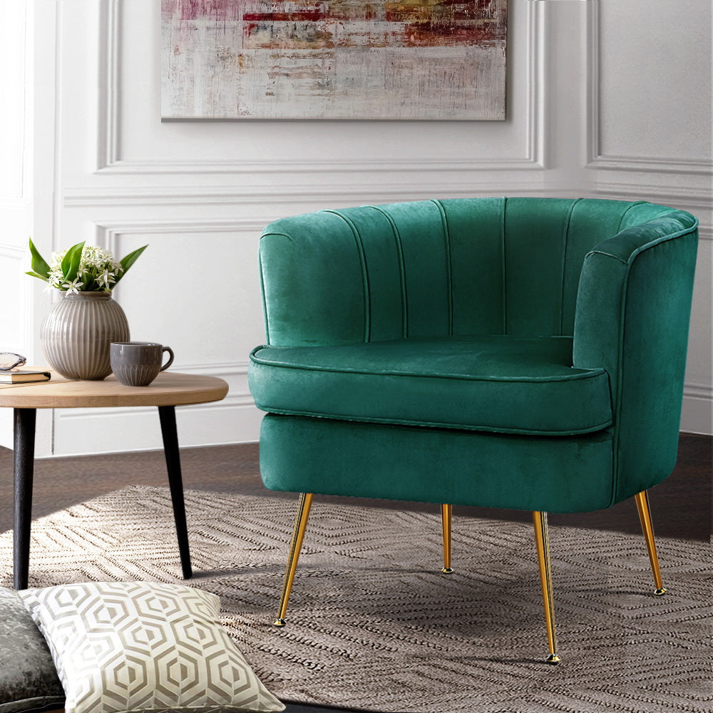 Artiss Armchair Velvet Green