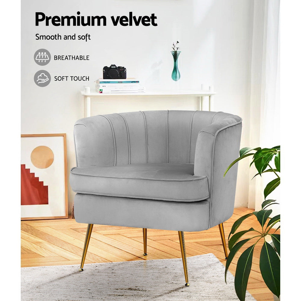 Artiss Armchair Velvet Grey