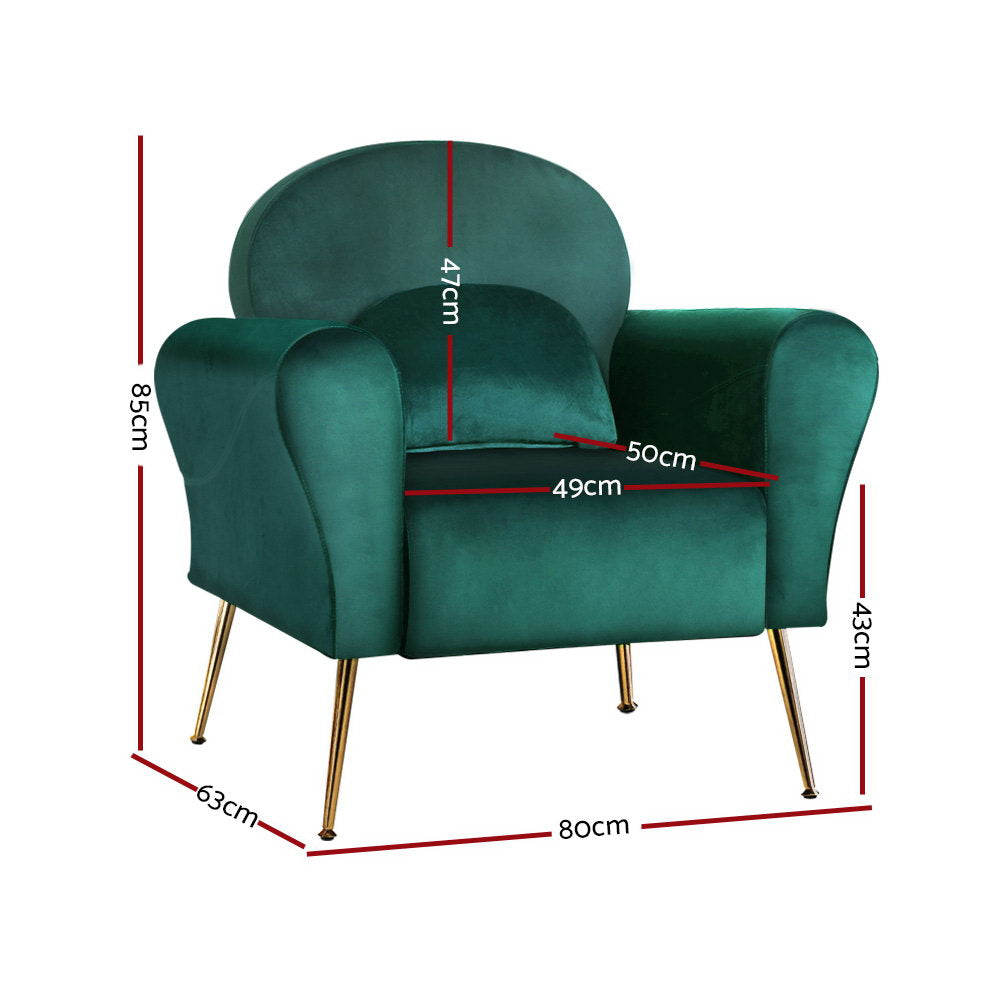 Artiss Armchair Green Velvet