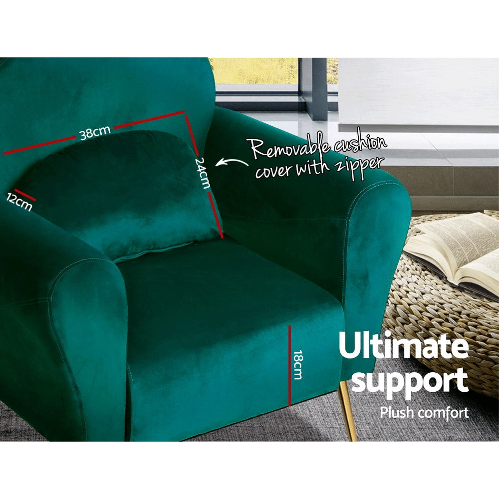 Artiss Armchair Green Velvet