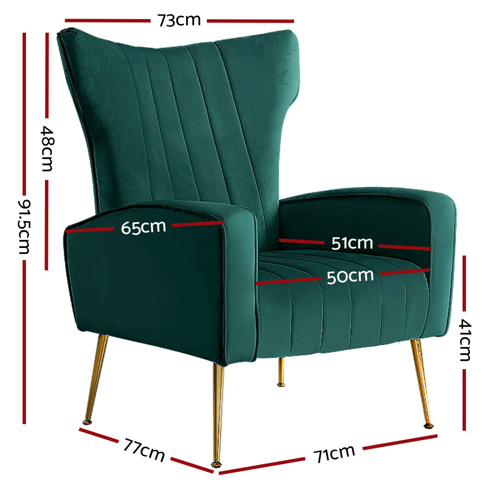 Artiss Armchair Green Velvet