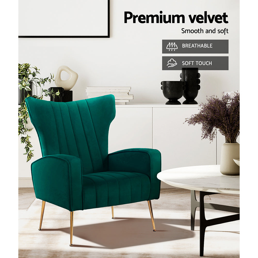 Artiss Armchair Green Velvet