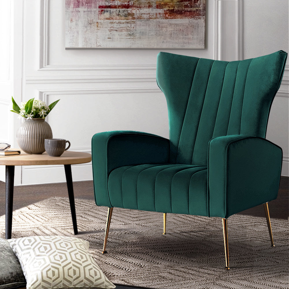 Artiss Armchair Green Velvet