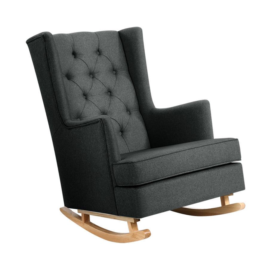 Artiss Rocking Armchair Fabric Charcoal