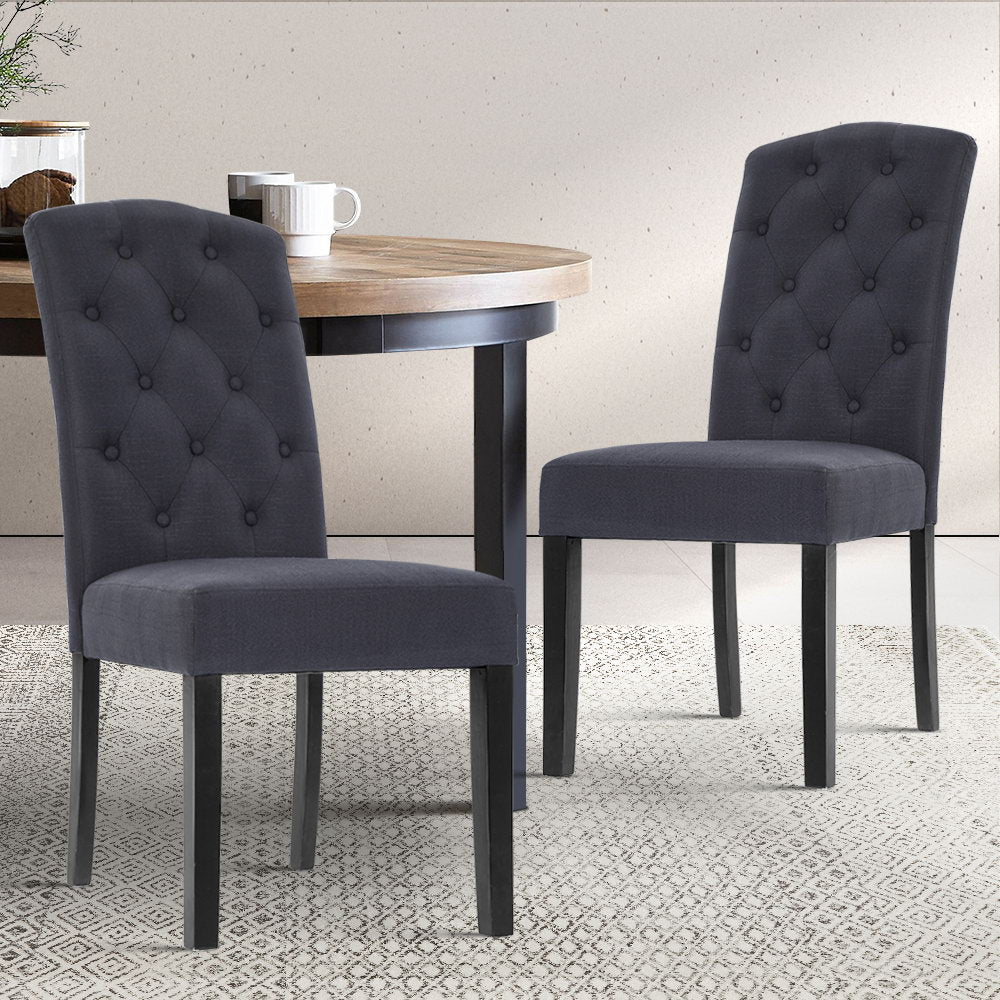 Artiss Set of 2 High Back Fabric Dining Chairs