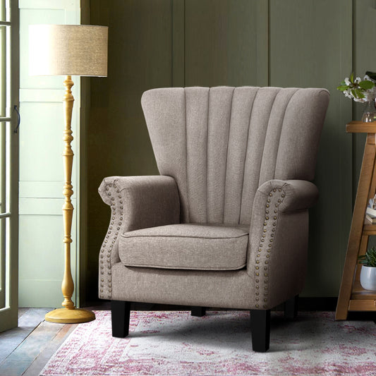 Artiss Lounge Chair Fabric Beige