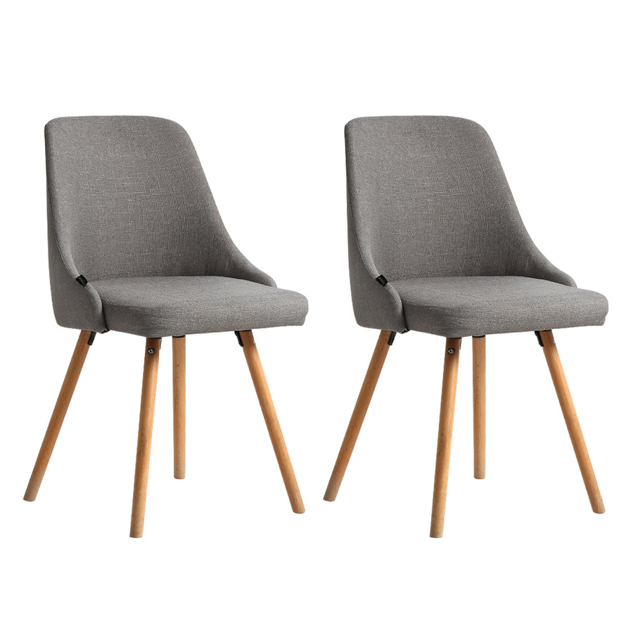 Artiss Set of 2 Dining Chairs Fabric Grey