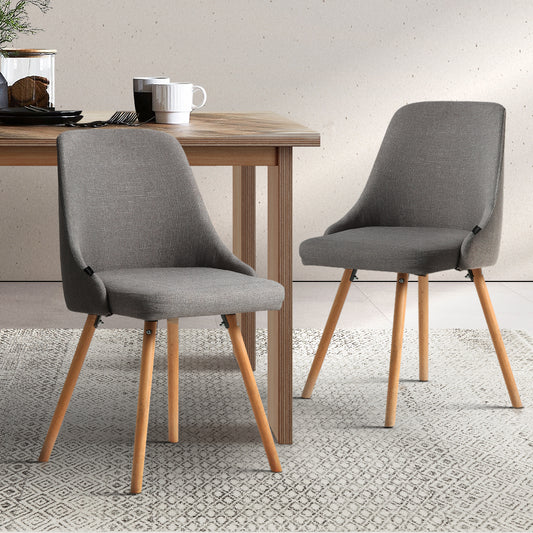Artiss Set of 2 Dining Chairs Fabric Grey