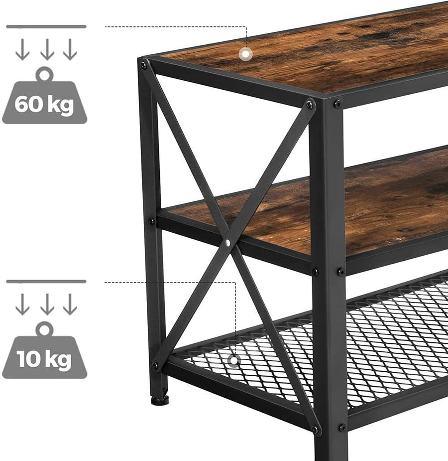 TV Stand three shelf Brown and Black 140cm