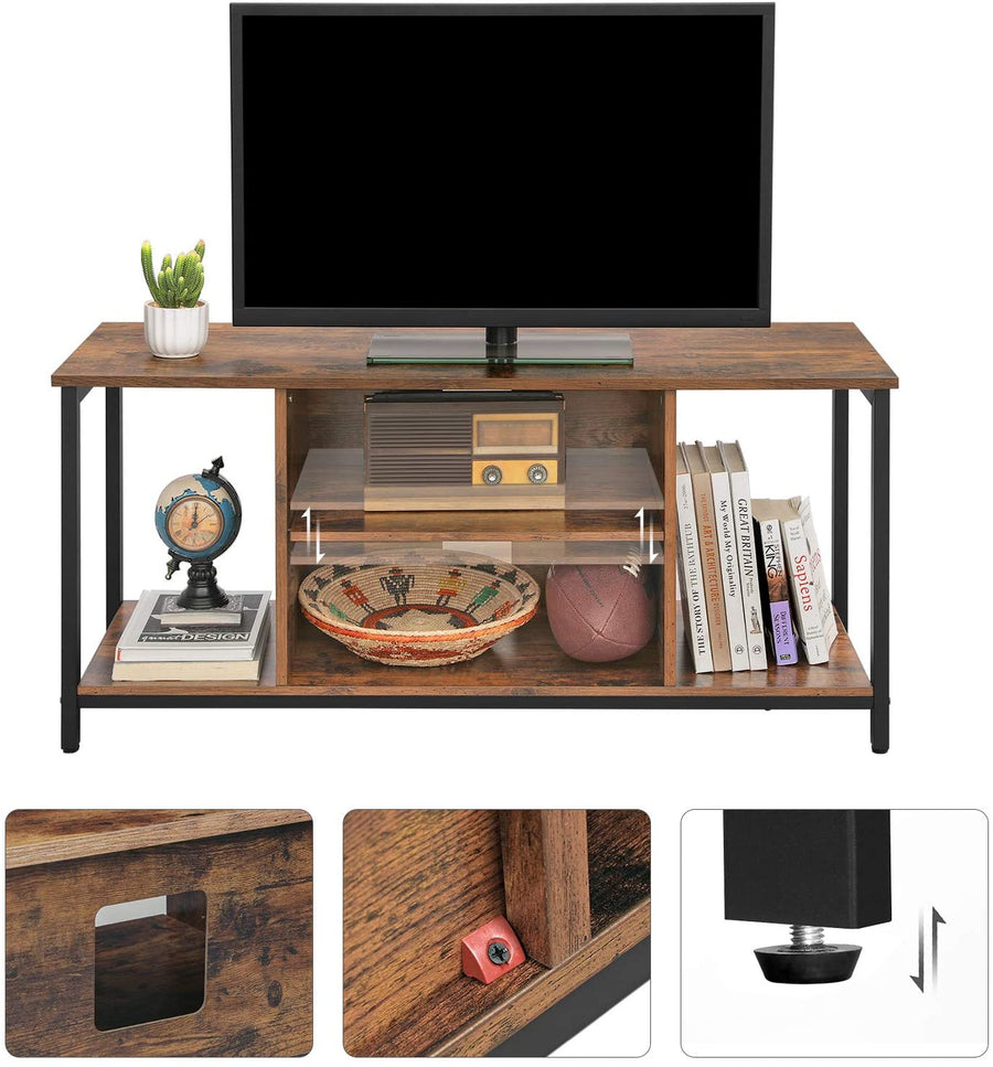 TV Console Open Storage Brown Black 110cm