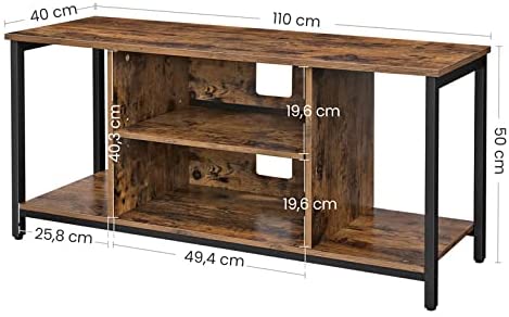 TV Console Open Storage Brown Black 110cm