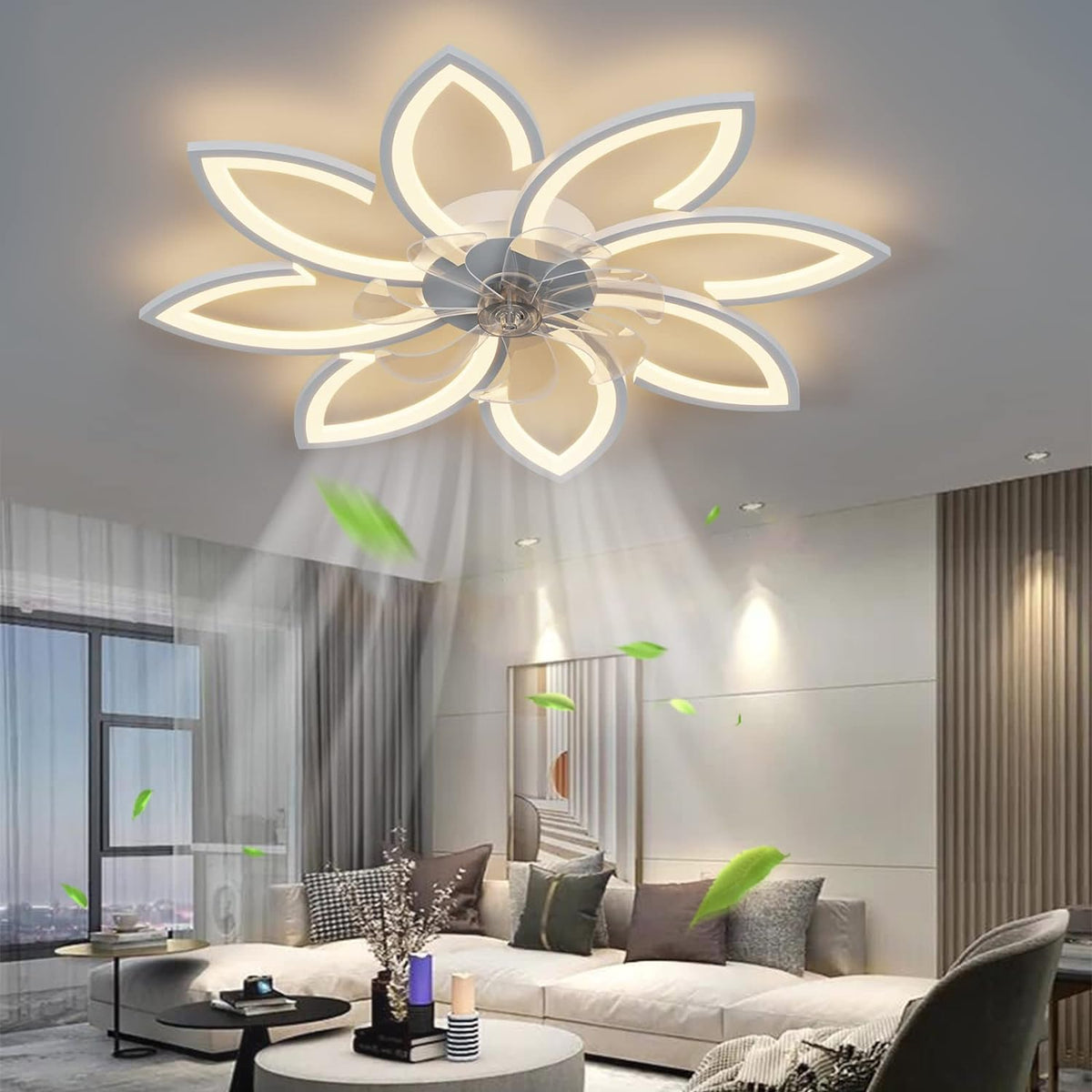 Low Profile 90cm Decorative Ceiling Fan White Trim