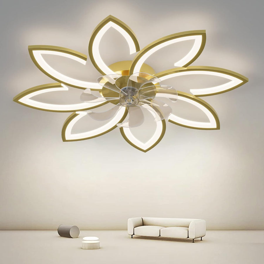 Low Profile 90cm Decorative Ceiling Fan Gold Trim