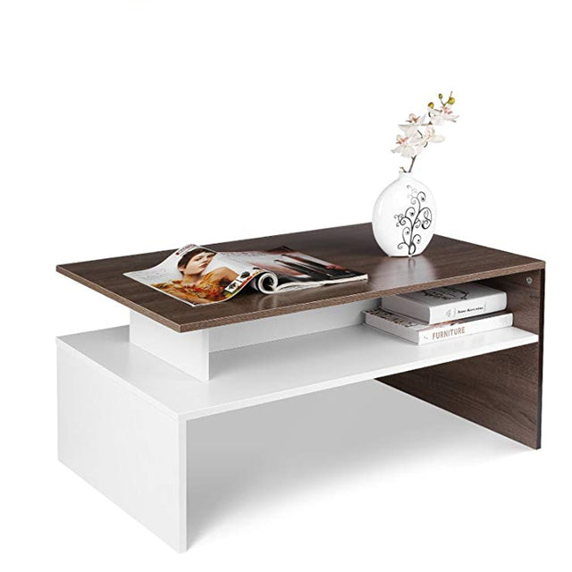 Modern Contemporary Twin Shelf Coffee Table