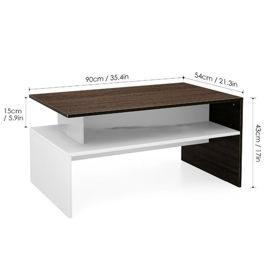 Modern Contemporary Twin Shelf Coffee Table