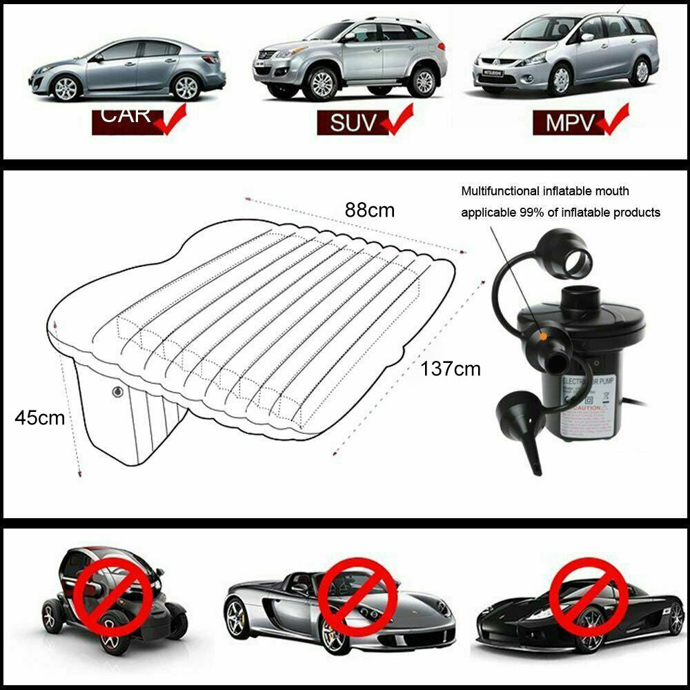 Inflatable Car Back Seat Mattress Portable Camping Travel Air Bed