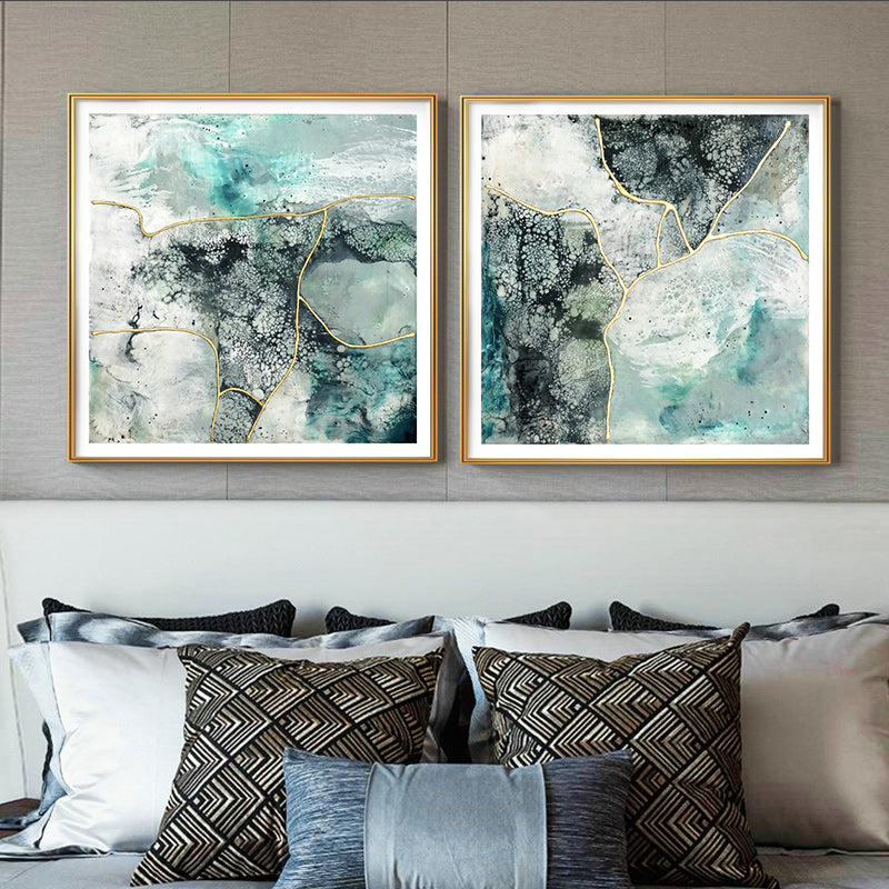 Marbled Shades of Green Black and White 60cm x 60cm