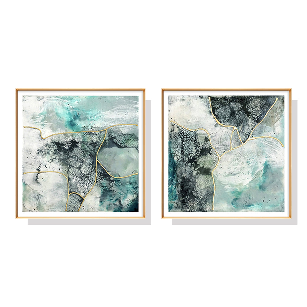 Marbled Shades of Green Black and White 60cm x 60cm