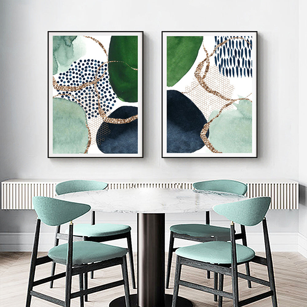 Abstract Green and Navy 50cm x 70cm