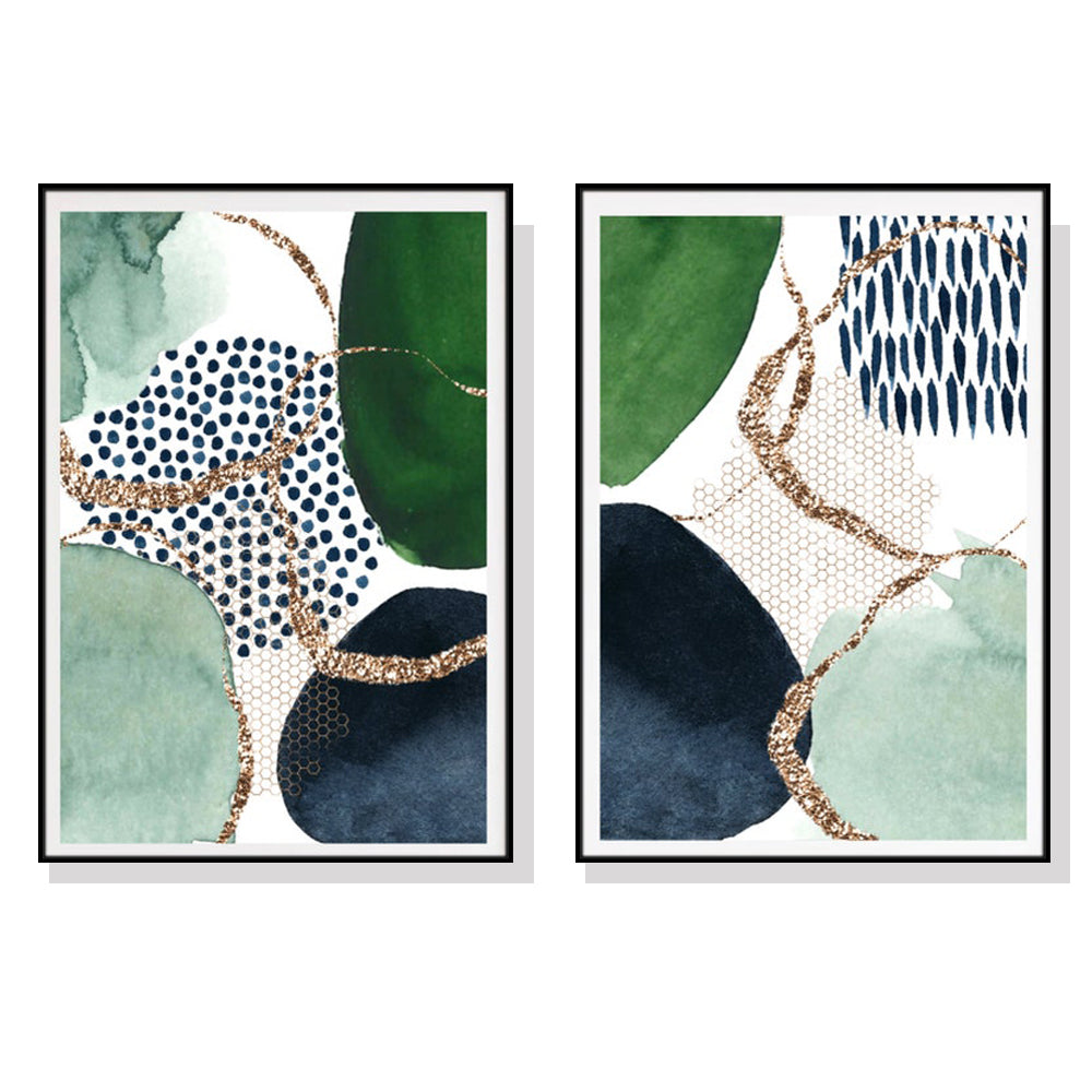 Abstract Green and Navy 50cm x 70cm