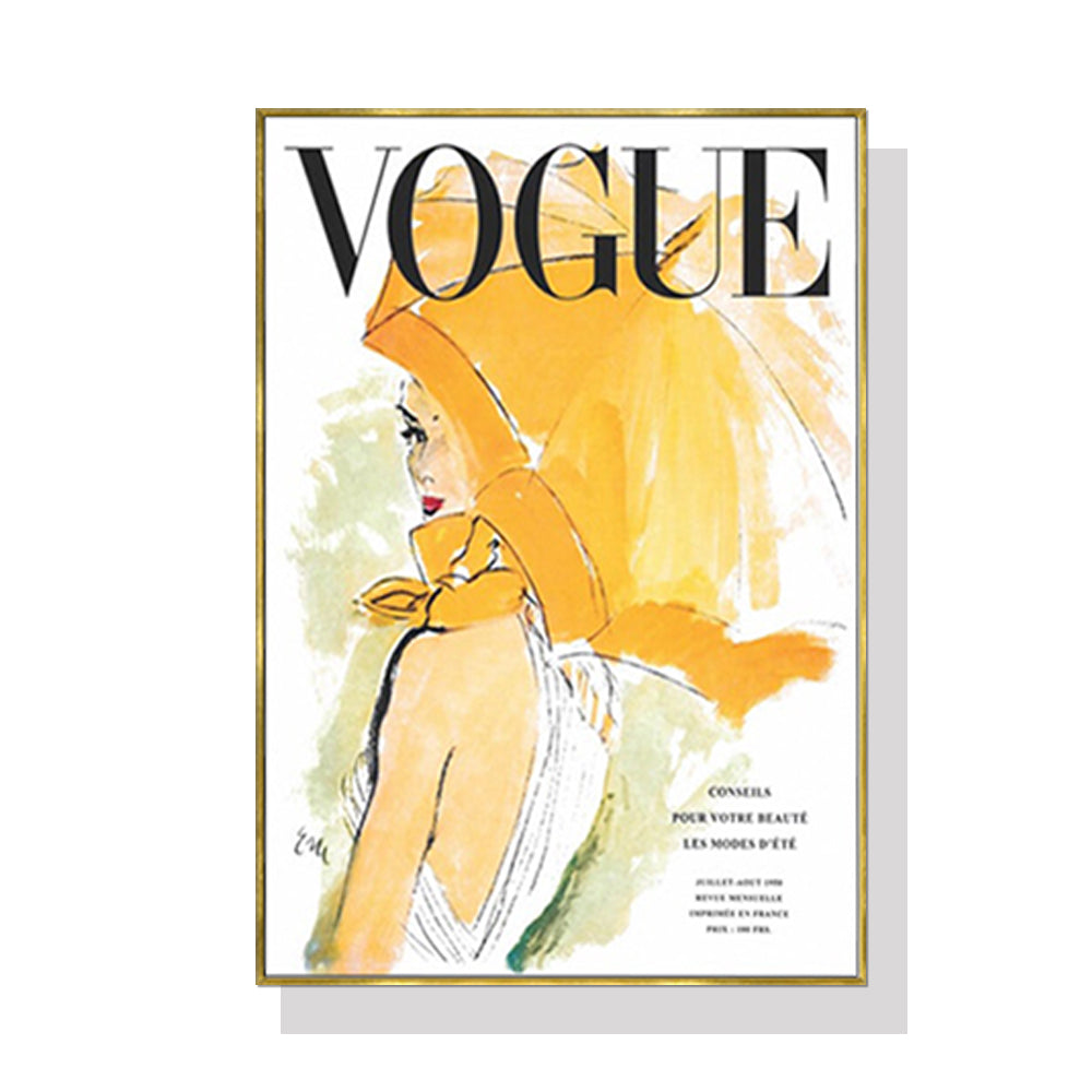 Stylised Vogue Magazine Cover of Lady in Gold 70cm x 100cm