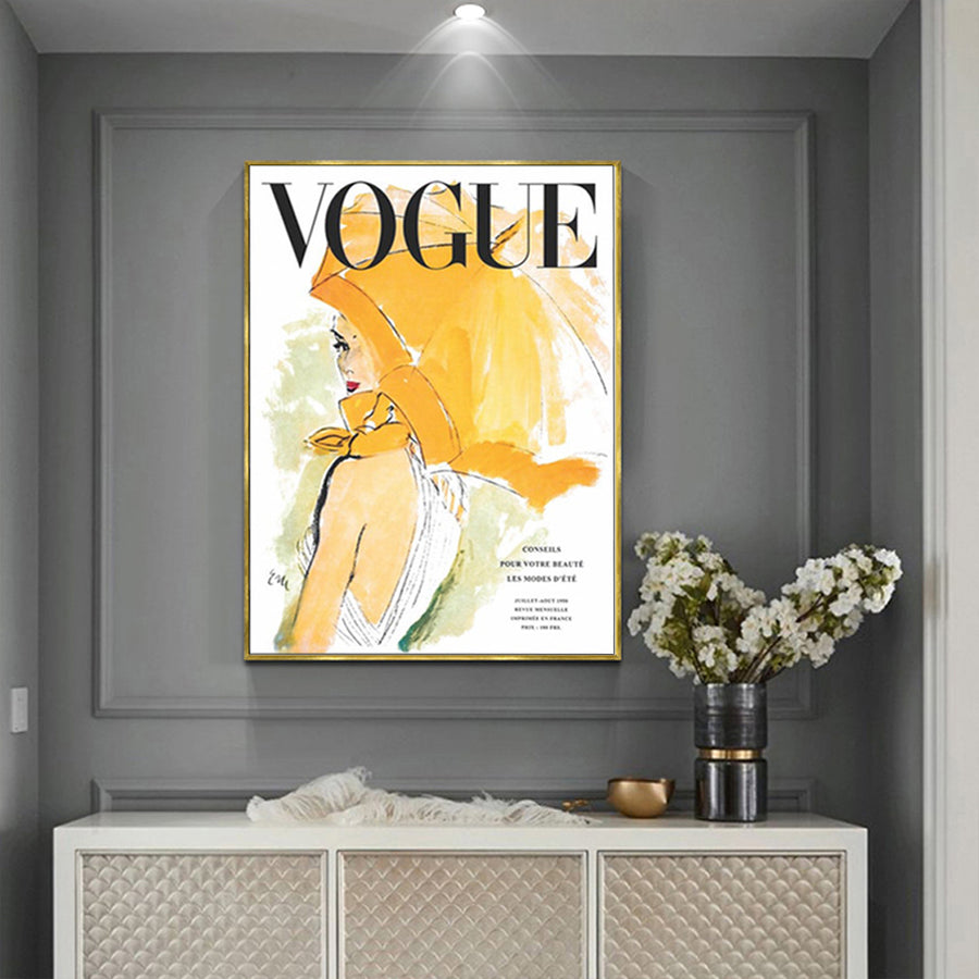 Stylised Vogue Magazine Cover of Lady in Gold 70cm x 100cm