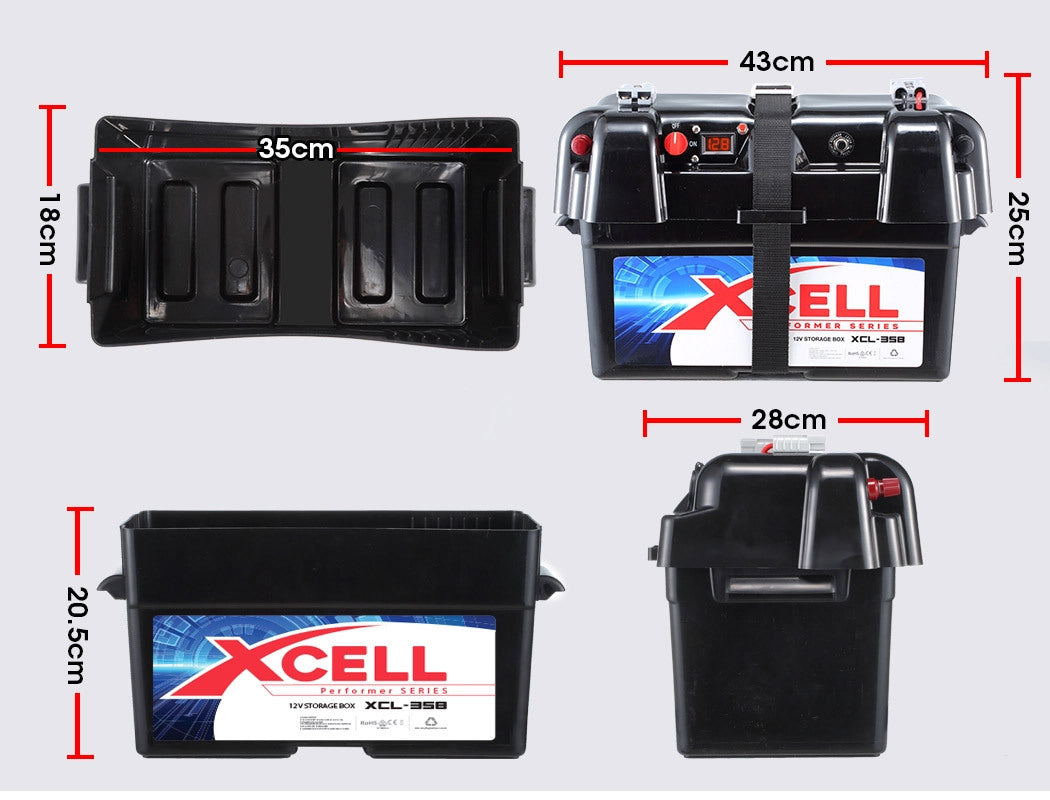 X-CELL 12V Deep Cycle Marine Battery Box