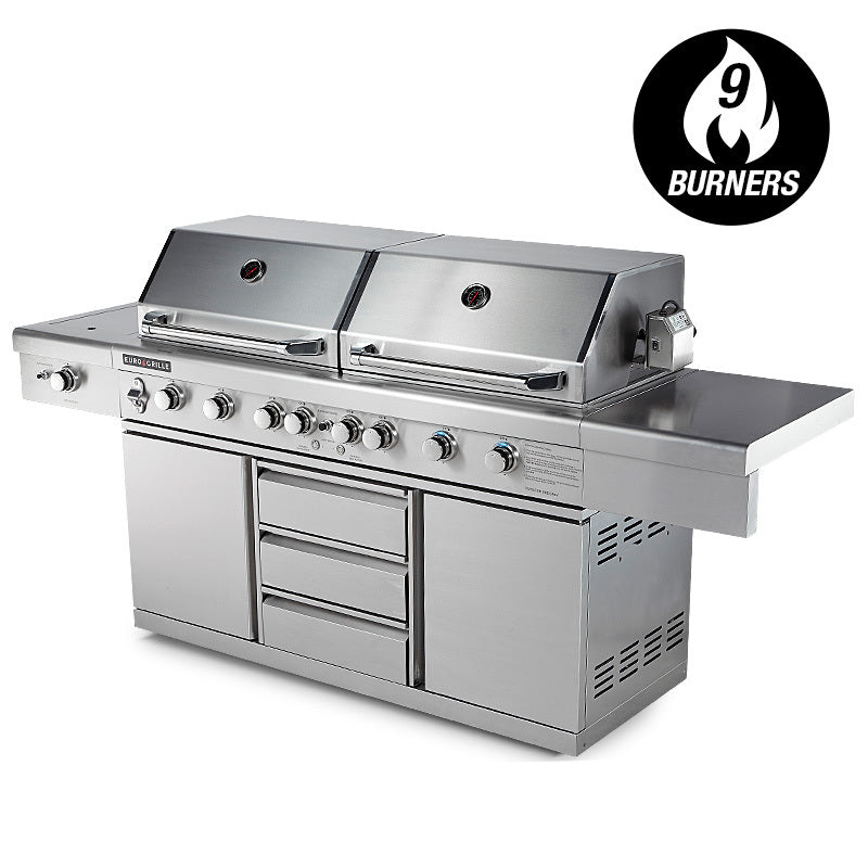 EuroGrille 9 Burner Gas BBQ Stainless Steel