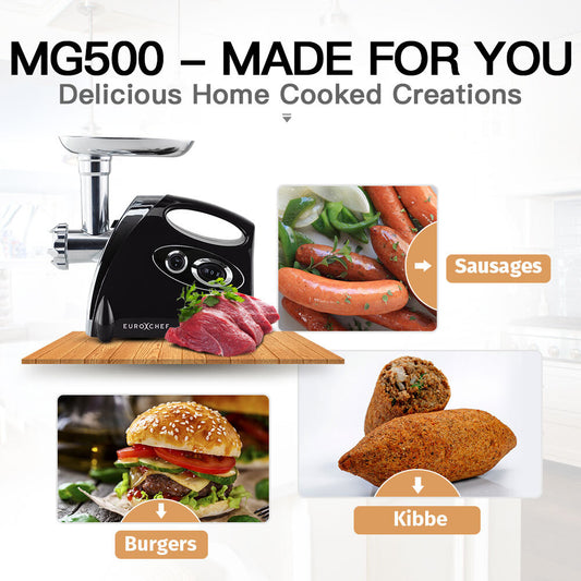 EuroChef 2800W Meat Grinder - Fast Sausage Maker, Easy Clean