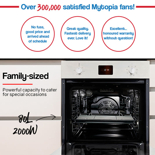 EuroChef 80L Electric Oven - 2000W, 8 Cooking Functions
