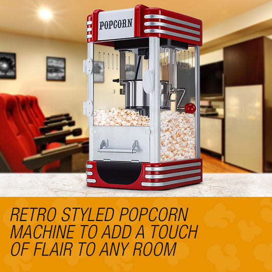 EuroChef Retro Microwave Popcorn Machine - Stylish & Powerful 1200W