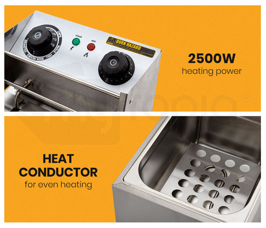 EuroChef 10L Electric Deep Fryer - 2500W Stainless Steel Cooking