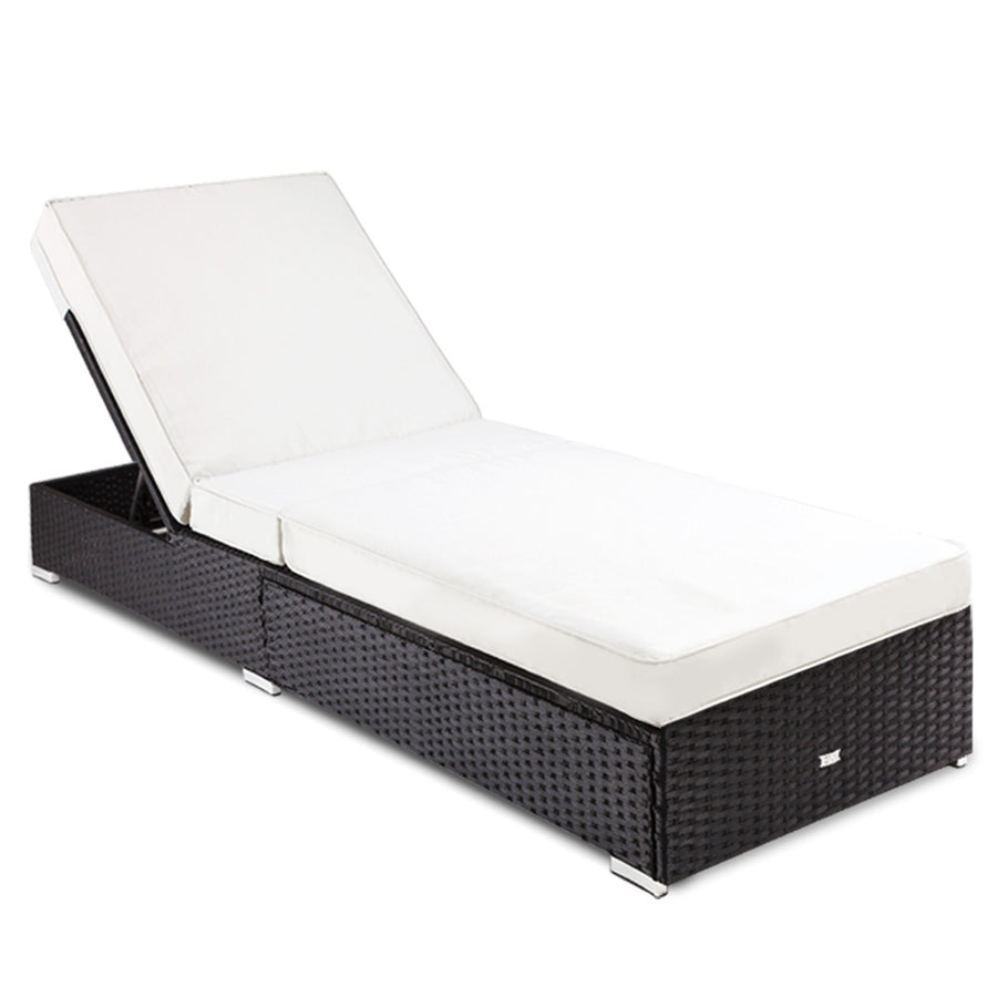 Premium Wicker Sun Lounge Black & White