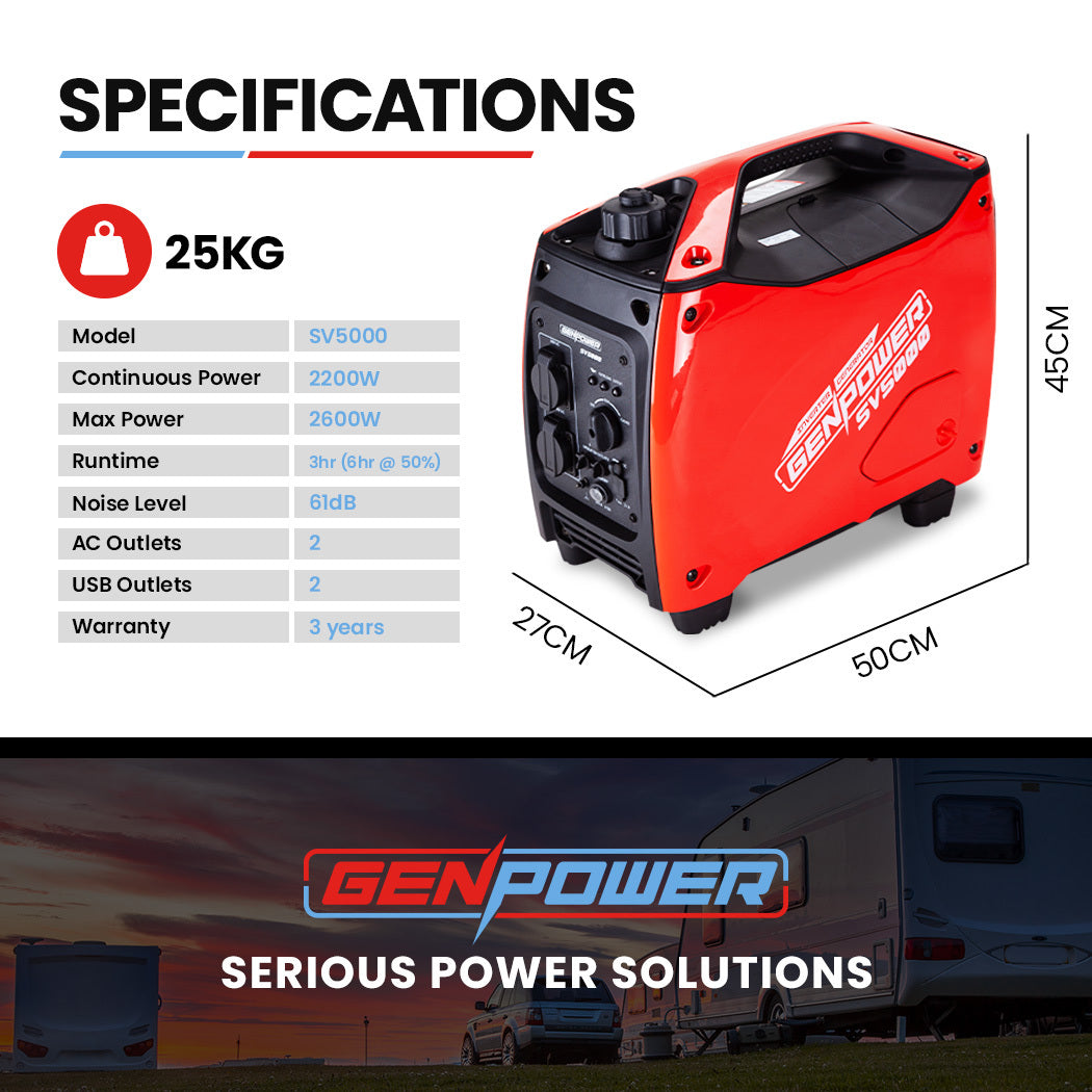 GENPOWER Inverter Generator 2600W Petrol