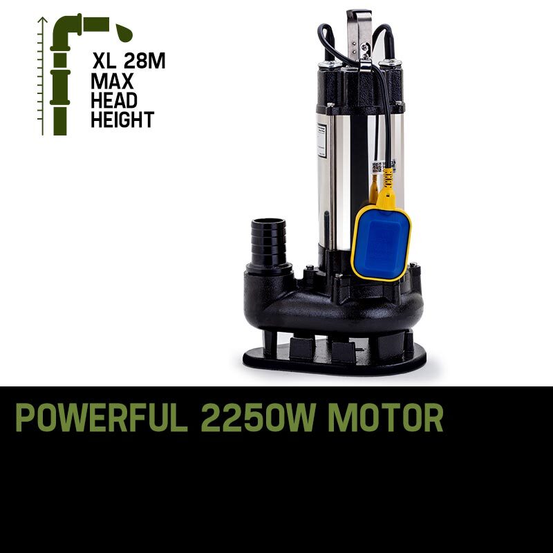 PROTEGE 2250W Submersible Dirty Water Pump Sewage Bore Septic Tank Well Sewerage