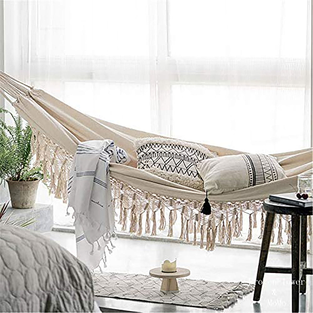 Boho Cotton Macrame Hammock Cream