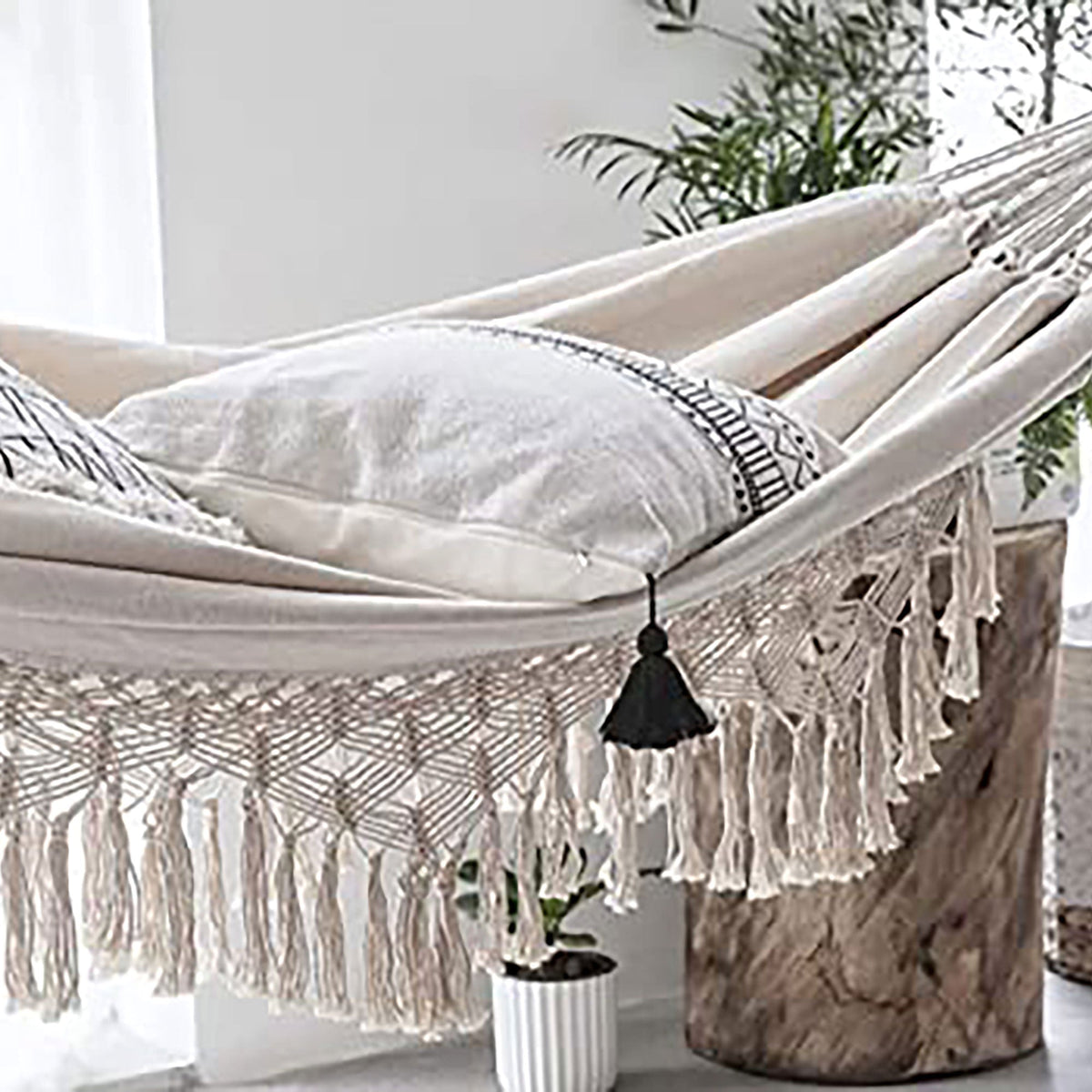 Boho Cotton Macrame Hammock Cream