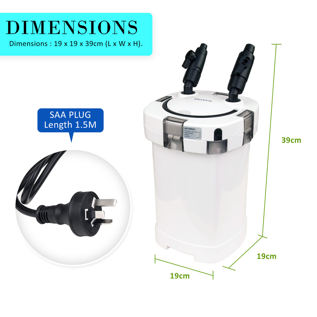 Dynamic Power Aquarium External Canister Filter 1000L/H