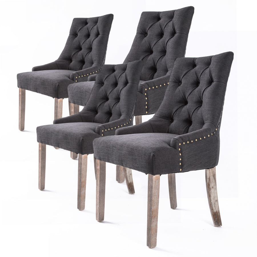 La Bella Set of 4 Provincial Style Dining Chairs Dark Grey