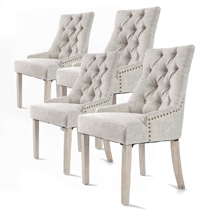 La Bella Set of 4 Provincial Style Dining Chairs Cream