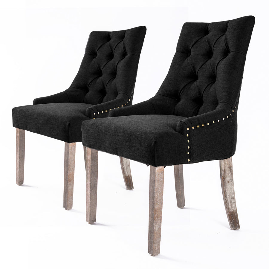 La Bella Set of 2 Provincial Style Dining Chairs Black