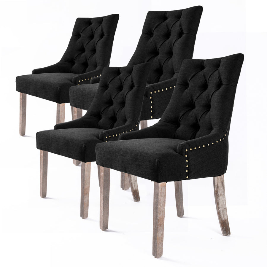 La Bella Set of 4 Provincial Style Dining Chairs Black