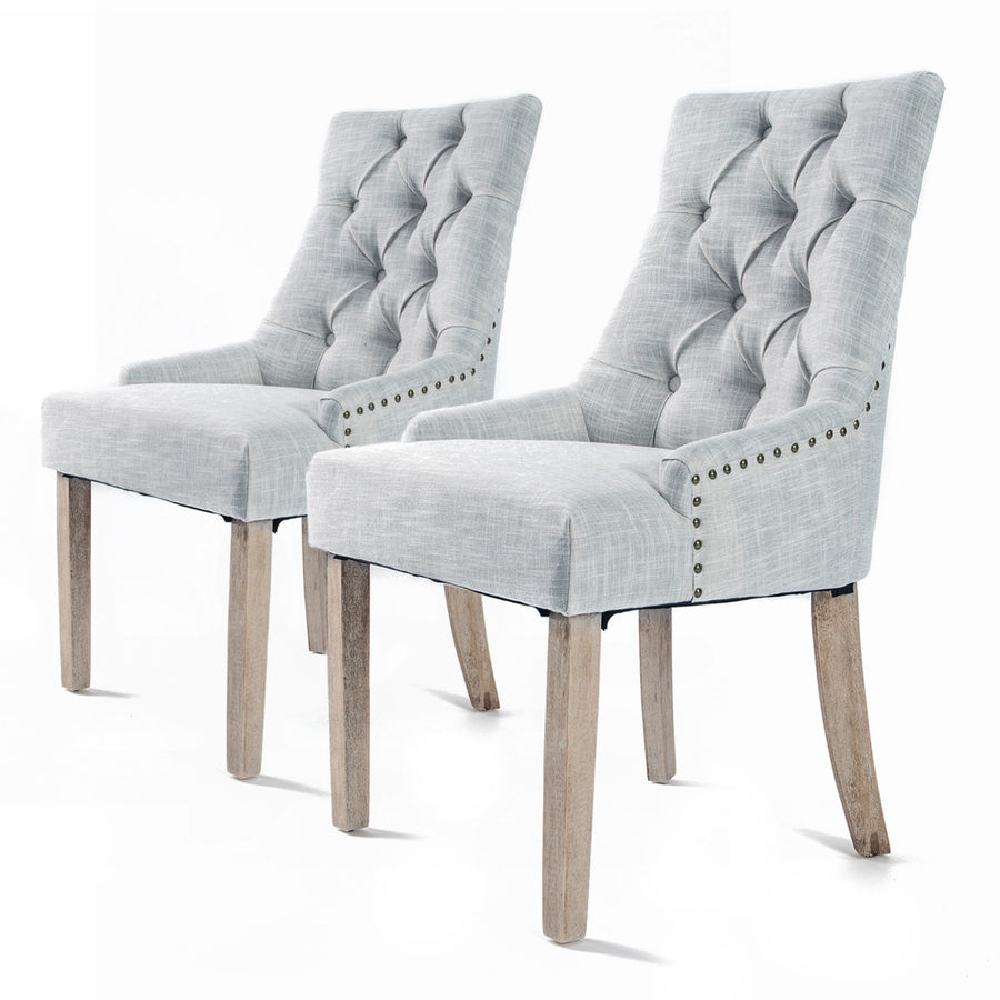 La Bella Set of 2 Provincial Style Dining Chairs Light Grey