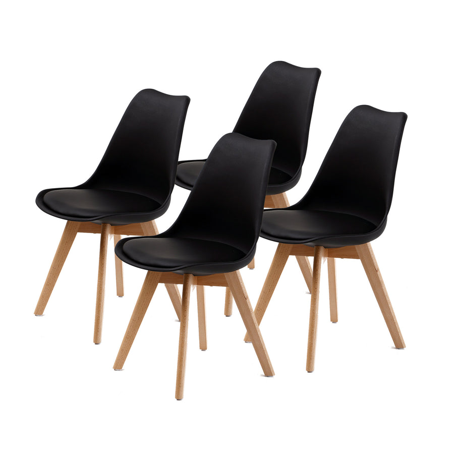 La Bella Set of 4 Dining Retro Dining Chairs Black