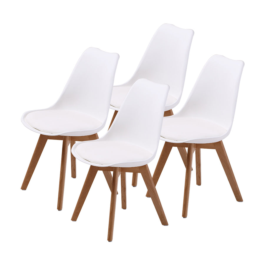 La Bella Set of 4 Retro Style Dining Chairs White