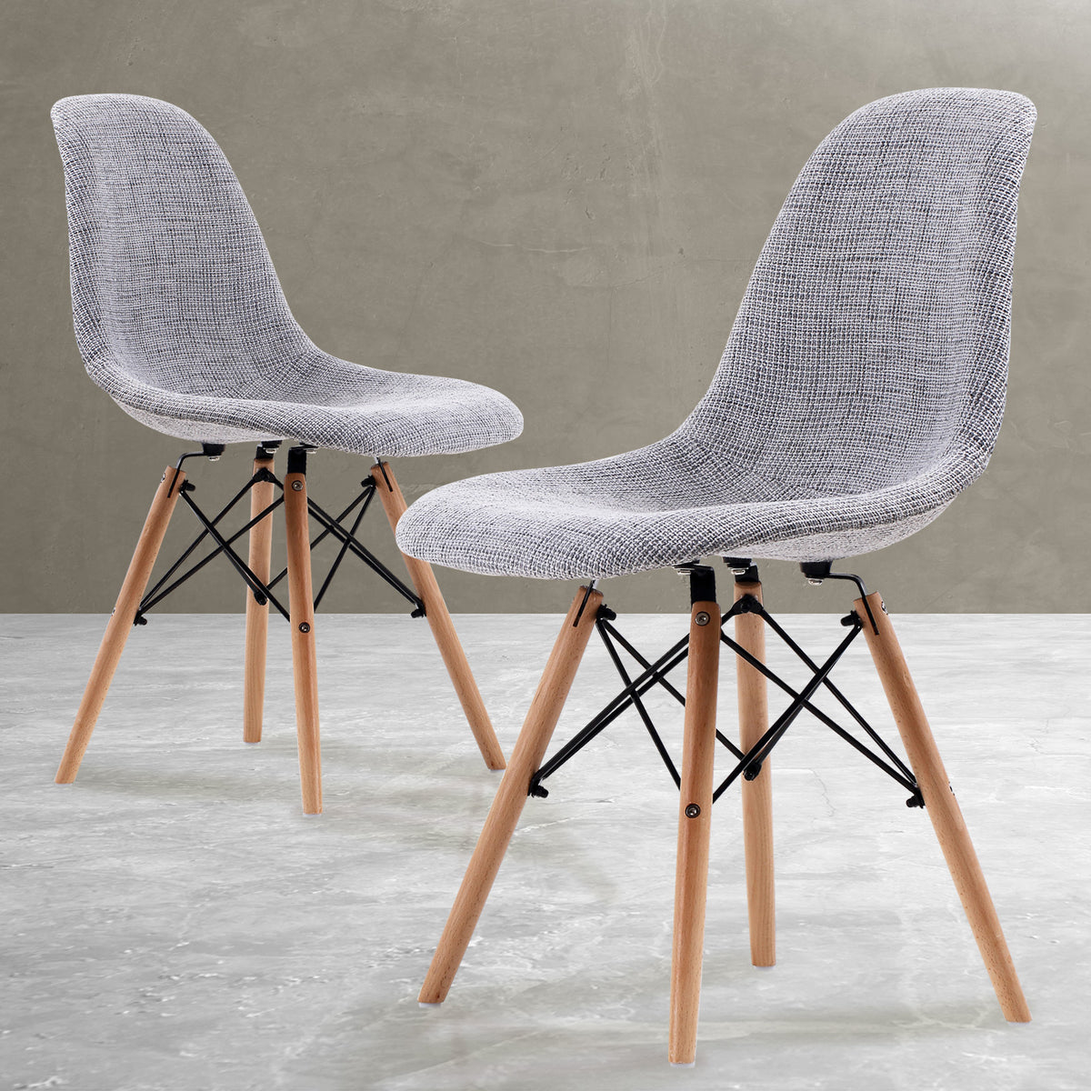 La Bella Set of 2 Retro Dining Chairs Grey