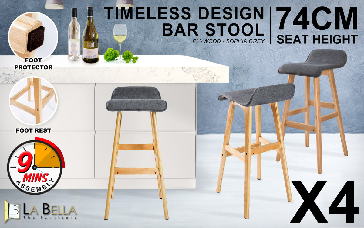 La Bella Sophia Set of 4 Bar Stools